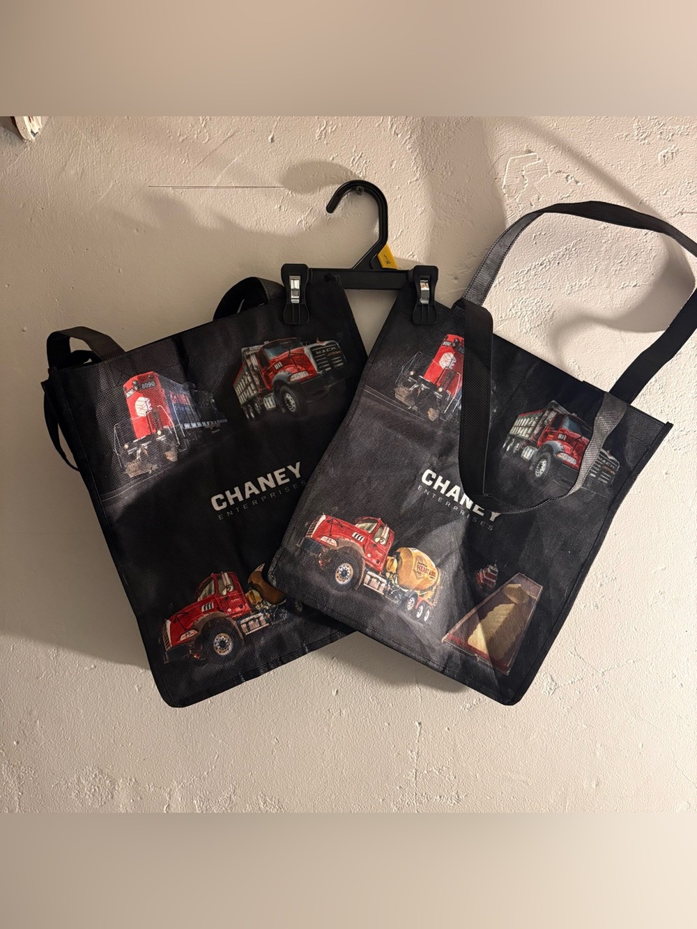 Chaney Enterprises Truck Graphic Reusable Tote Bags Black Set of 2